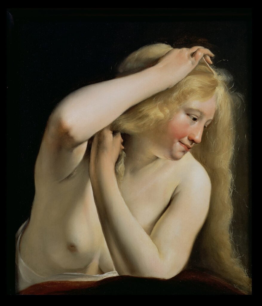 de meisjes zijn knap, maar na het huwelijk worden ze dik en saai’. Schilderij van Salomon de Bray