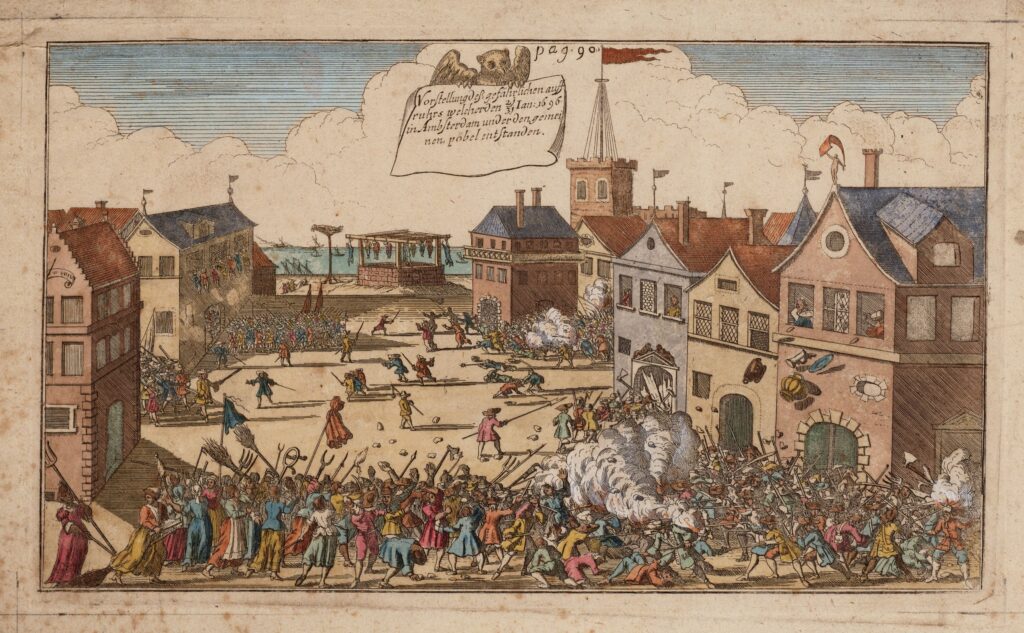 Verzet tegen een begrafenisbelasting leidt tot plundering van vier huizen in Amsterdam, waaronder dat van de burgemeester