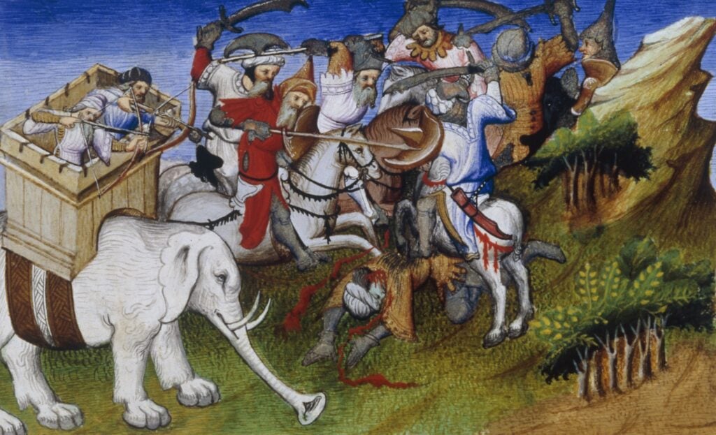 Gevecht tussen mannen van de Grote Khan en de koning van Birma