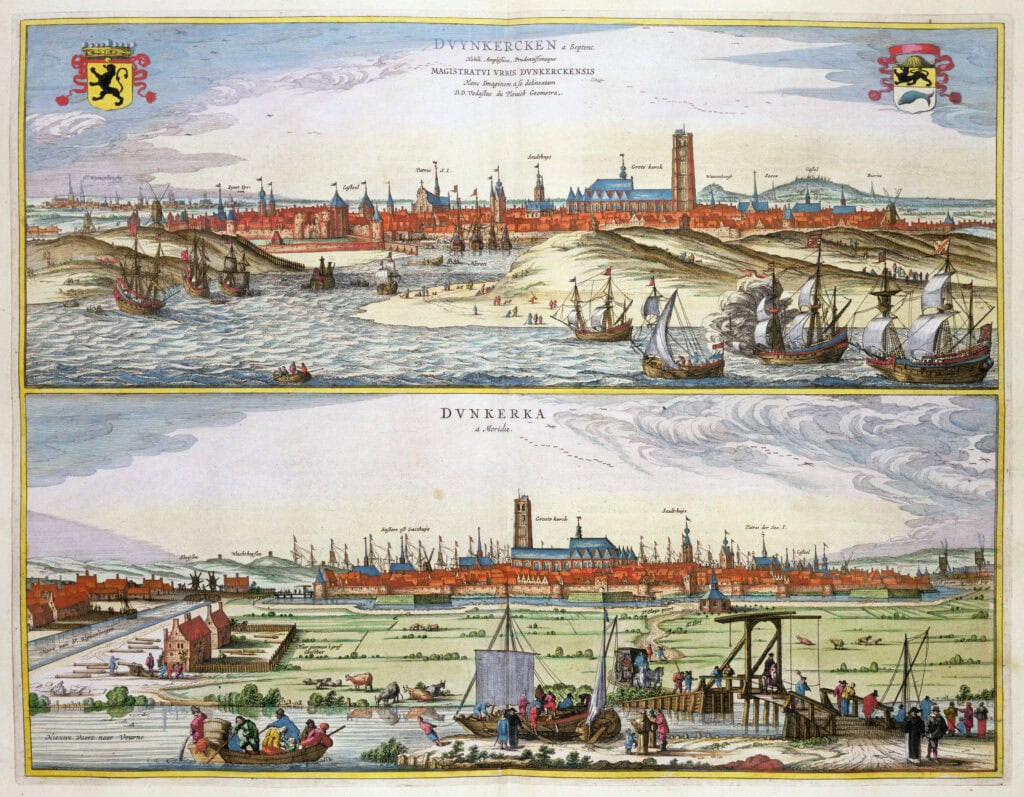 Duinkerken tijdens de Spaans bezetting. Uitgegeven in Amsterdam, 1649.