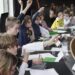 Leerlingen van basisscholen in de gemeente Utrechtse Heuvelrug oefenen de democratie in een kindergemeenteraad, 14 april 2008.
