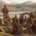 Inheemse bewoners van Tasmanië. Schilderij door Robert Dowling, 1860