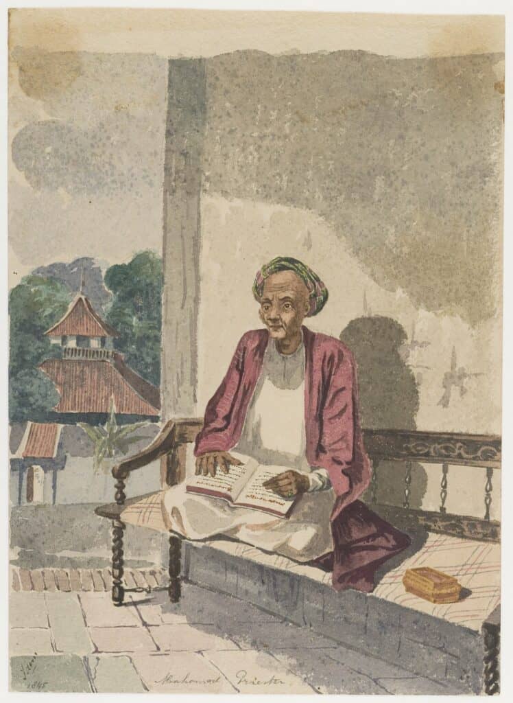 Priester op Java, 1845. Tekening door  J.H.W. le Clercq. 
