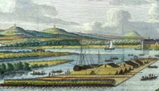 Houtvlot op de Rijn bij Bonn. Ets, circa 1796.