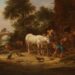Boerenherberg met paard aan de trog. Schilderij door Isaac van Ostade, 1643.