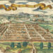 Zicht op Inca-hoofdstad Cuzco, in 1565 getekend door Giovanni Battista Ramusio. Spaanse koloniale gebouwen zijn gebouwd op de fundamenten van de Inca’s.