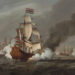 De Gouden Leeuw tijdens de Slag bij Kijkduin, 1673. Schilderij door Willem van de Velde de Jonge, 1687.