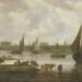 Hollands polderlandschap met op de achtergrond het silhouet van Leiden