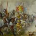 Henry V tijdens de Slag bij Azincourt in 1415. Schilderij door John Gilbert.