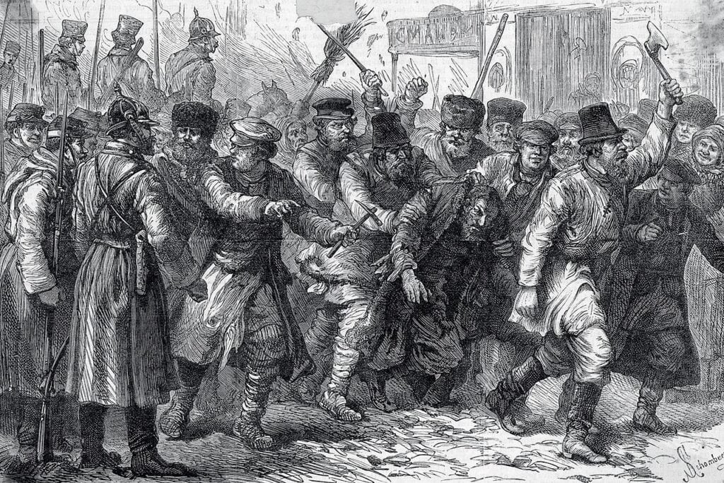 Pogrom in Kiev eind negentiende eeuw