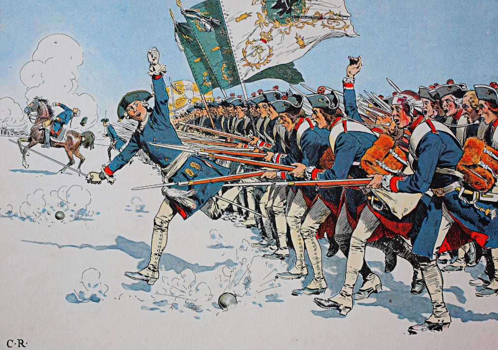 Pruisische infanterie tijdens de Eerste Silezische oorlog