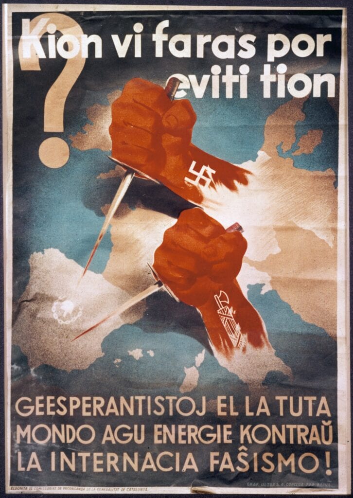 Poster in het Esperanto tegen het internationale fascisme