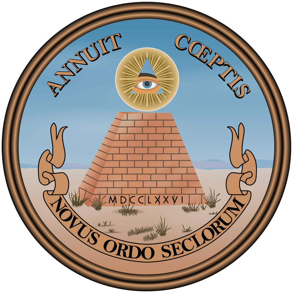 De achterkant van de Great Seal van de Verenigde Staten.