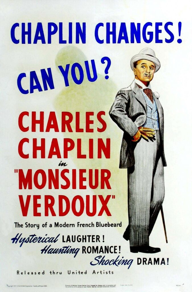Poster voor Monsieur Verdoux met Charlie Chaplin