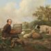 Zelfportret met vee door Hendrikus van de Sande Bakhuyzen