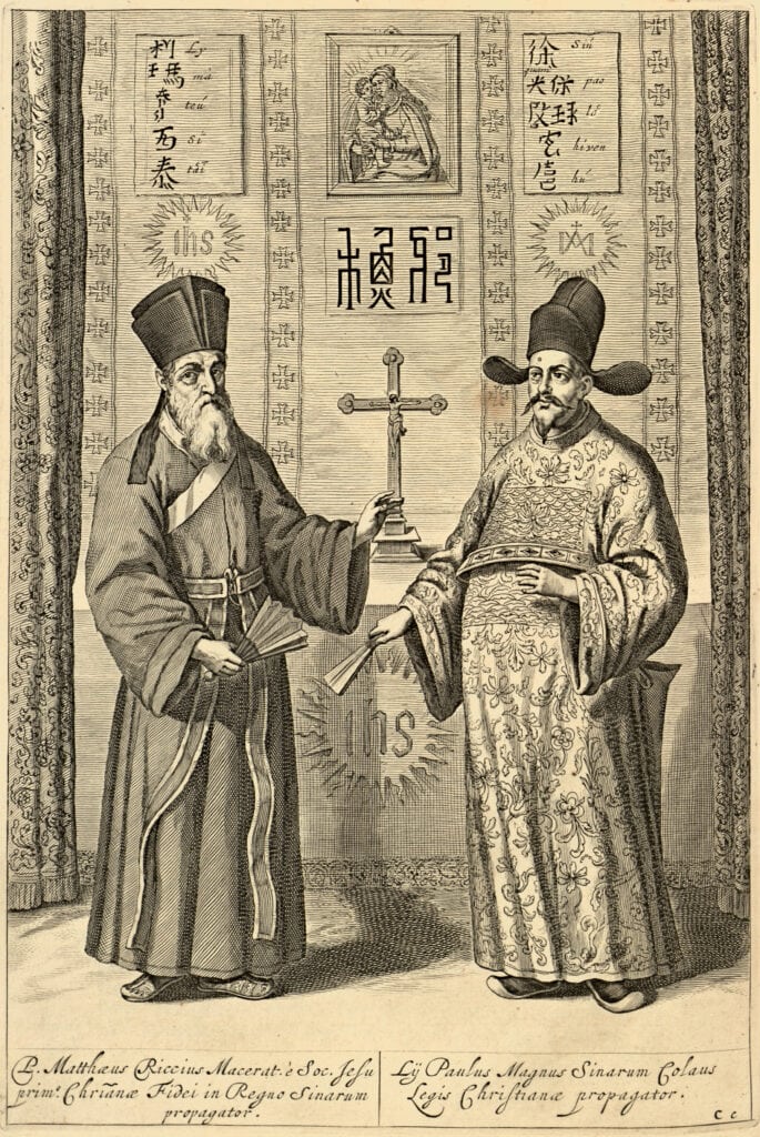 De jezuïet Matteo Ricci met een Chinese geleerde