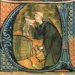 Middeleeuwse monnik drinkt stiekem bier