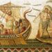 Mozaiek van een Romeinse galei in Tunesië uit de tweede eeuw