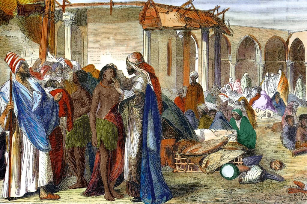 Slavenmarkt in Khartoem in de negentiende eeuw