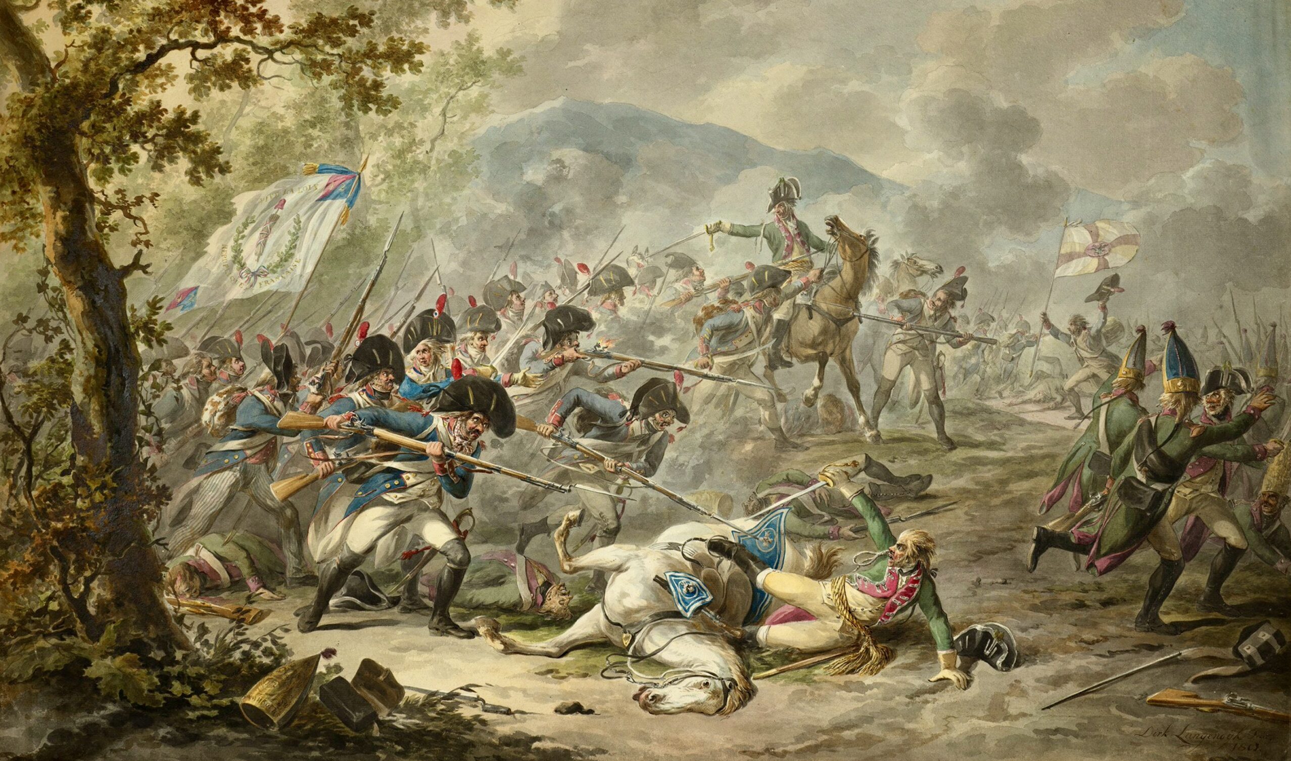 Tijdens de Slag bij Bergen verslaan Franse en Bataafse troepen het Brits-Russische leger