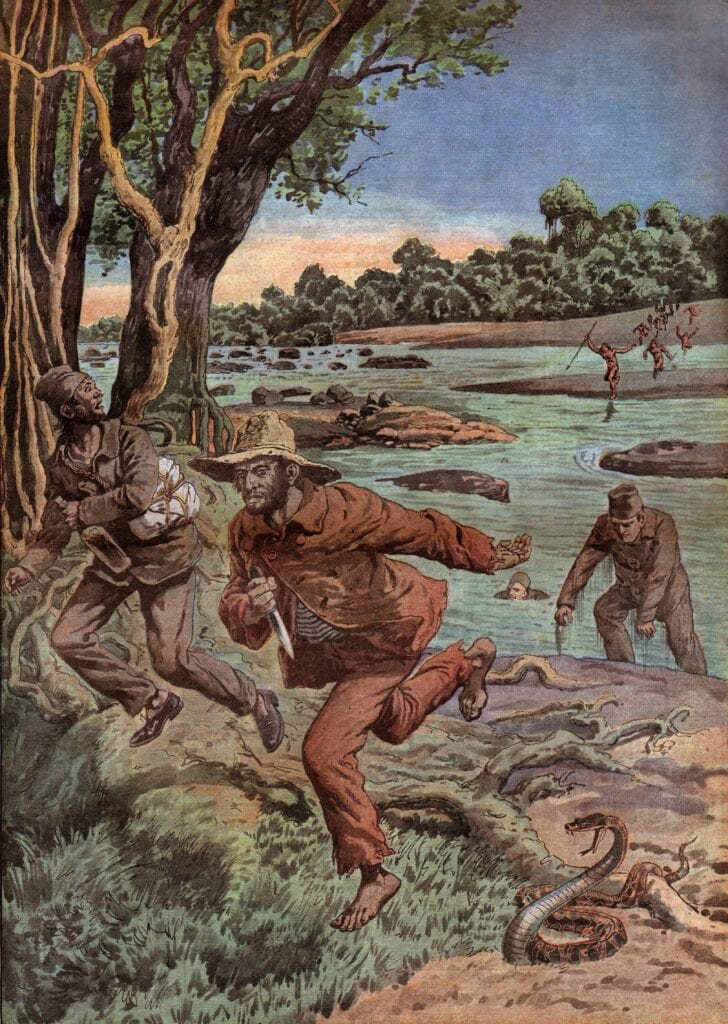 Gevangenen proberen te ontsnappen uit de strafkolonie in Frans-Guyana