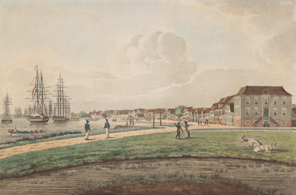 Gezicht op de Waterkant in Paramaribo