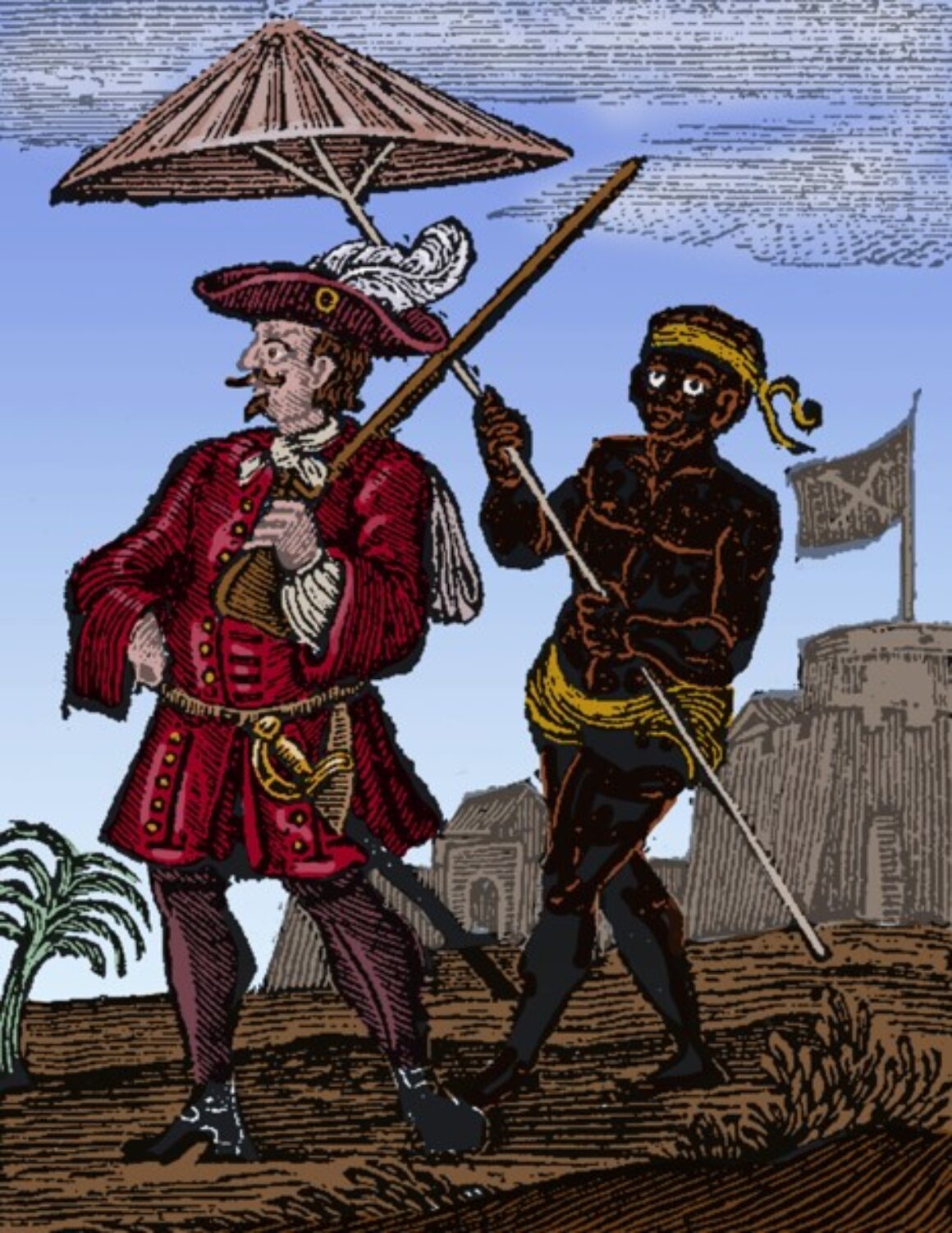 Piraat Henry Every met een zwarte dienaar