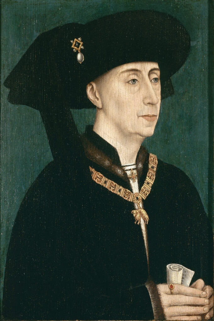 Filips de Goede, hertog van Bourgondië, op een portret door Rogier van der Weyden. Filips draagt de ketting van de door hem opgerichte Orde van het Gulden Vlies