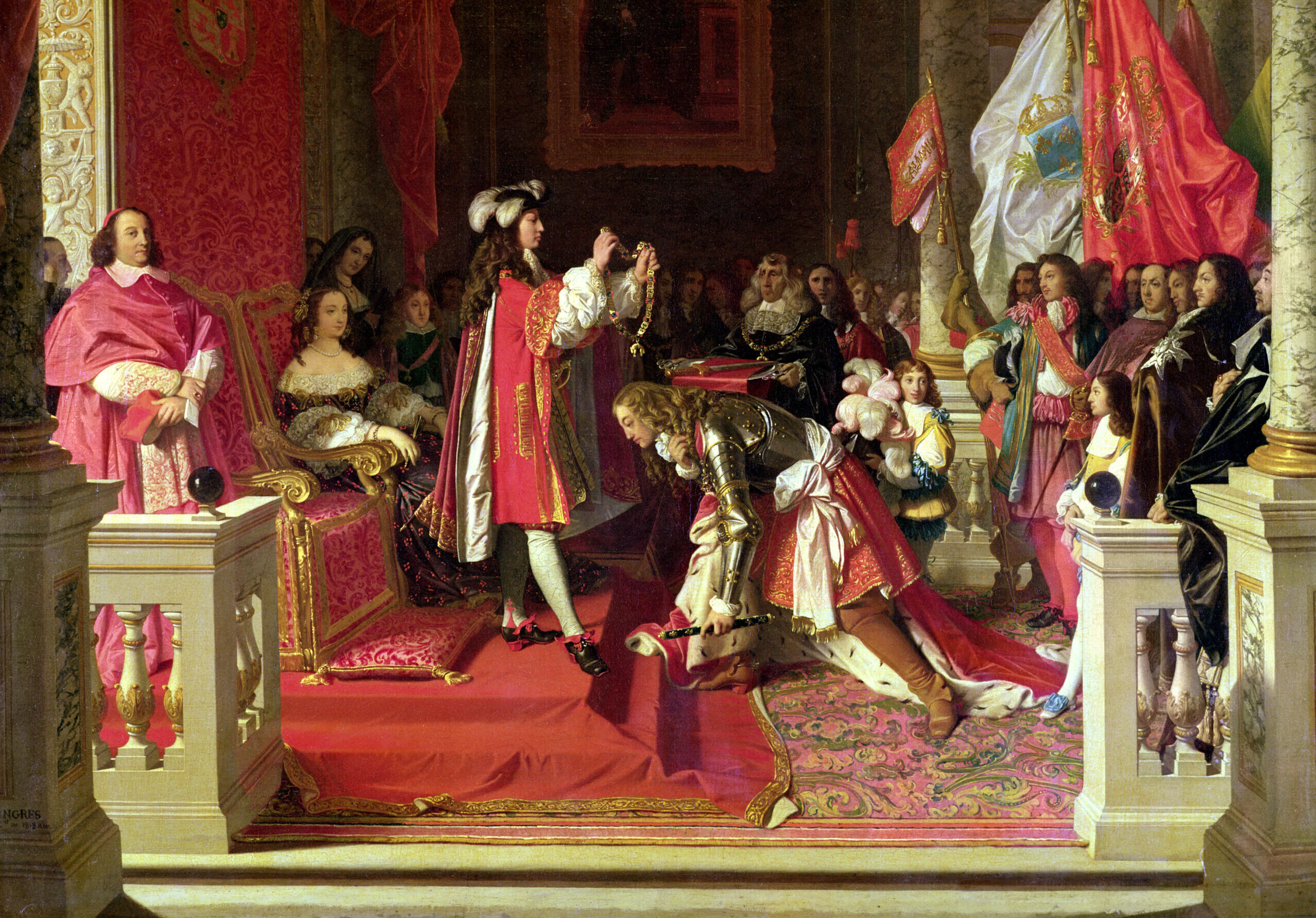 Koning Filips V van Spanje benoemt de Engelsman James FitzJames, hertog van Berwick, tot ridder in de Orde van het Gulden Vlies. Schilderij door Jean-Auguste-Dominique Ingres, 1818.