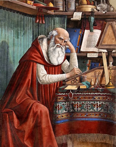 De heilige Hiëronymus in zijn studeerkamer, door Domenico Ghirlandaio, 1480