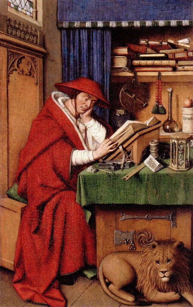 Hiëronymus in zijn studeerkamer, gemaakt door Jan van Eyck, 1435