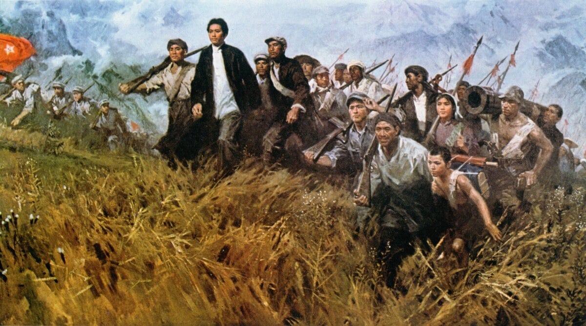 Schilderij van Mao tijdens de Lange Mars in 1935