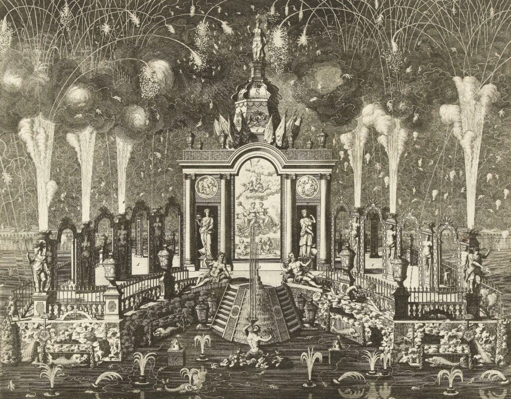 Vuurwerk bij de viering van de Vrede van Utrecht