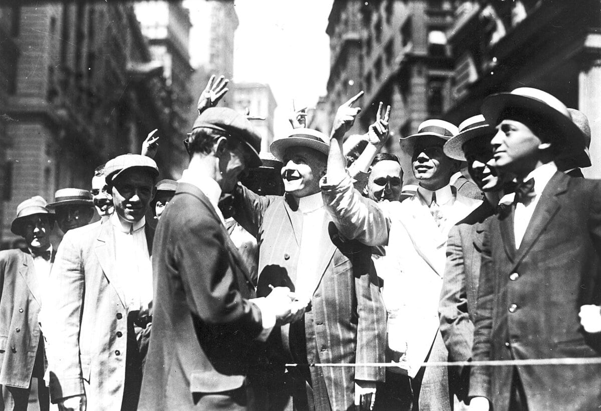 Curb Brokers bij Wall Street in 1916