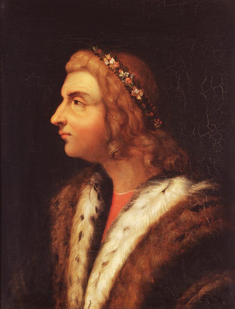 De Hongaarse koning Matthias I laat voor zichzelf een Romeinse afstamming verzinnen. Portret door Peter Paul Rubens, circa 1612-1616.