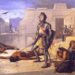 Het bloedbad van Cholula (1519). Schilderij door Félix Parra, 1877.