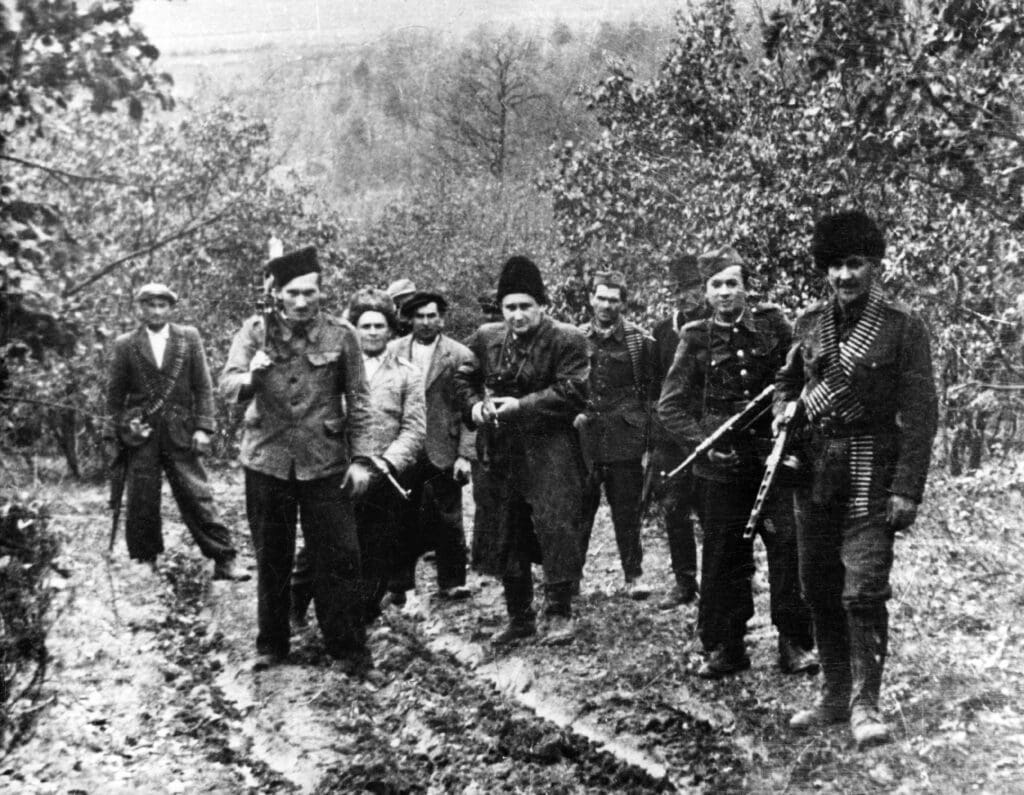 Partizanen in de Slowaakse bergen, 1944.