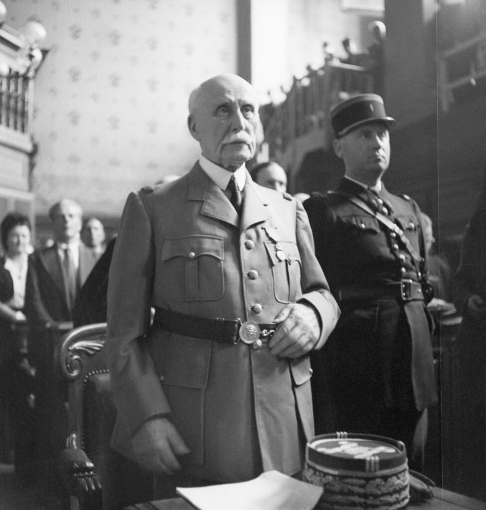 Pétain tijdens zijn proces, 30 juli 1945.