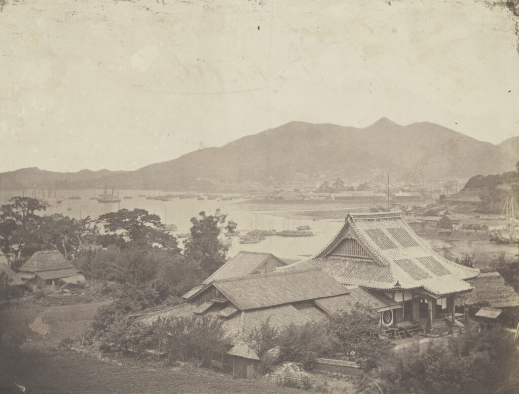 De baai van Nagasaki, 1859. Foto door Abel Anthony James Gower
