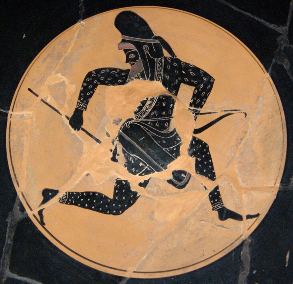 Een Scythische boogschutter op een Griekse vaas uit de zesde eeuw v.Chr.