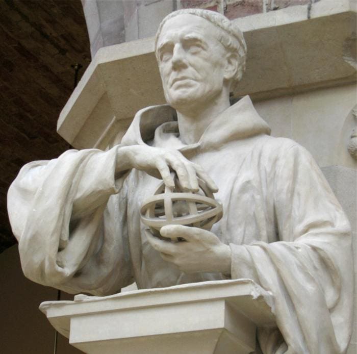 Standbeeld van Roger Bacon in Oxford.