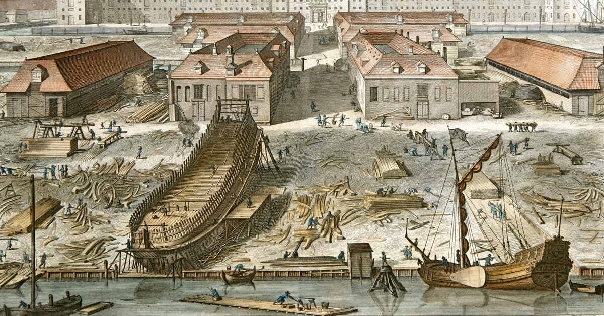 Scheepstimmerwerf voor het Oost-Indisch Zeemagazijn op Oostenburg in Amsterdam, 1725.