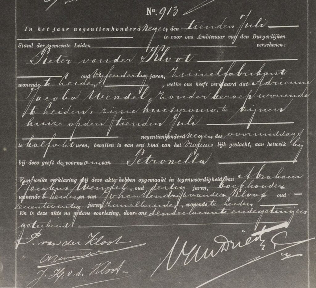 Geboorteakte uit 1909.