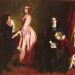 Een gouvernante geeft les bij een Victoriaanse familie. Schilderij door Rebecca Solomon, 1851.