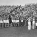 Italiaanse voetballers brengen de fascistische groet aan het begin van de WK-finale in 1934.