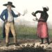 Plantage-eigenaar met een slavin in Suriname. Litho gepubliceerd door Friedrich Wilhelm Goedsche, 1835.