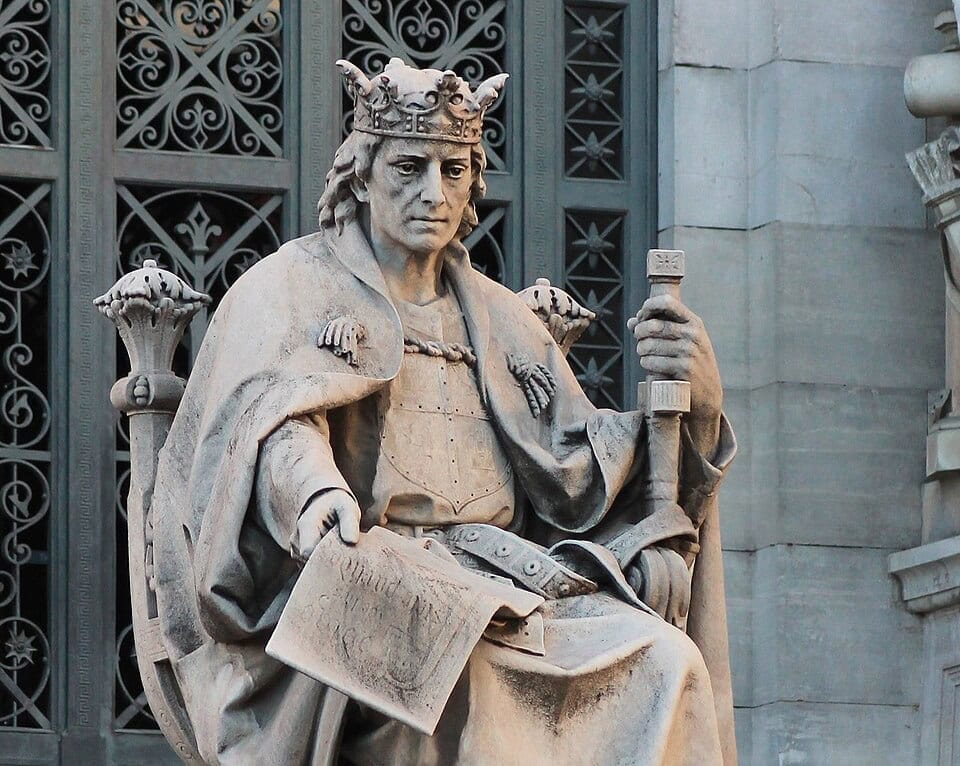 Negentiende-eeuws standbeeld van Alfonso X in Madrid.