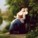 Moeder en zoon. Negentiende-eeuws schilderij door Fritz Zuber-Buhler.
