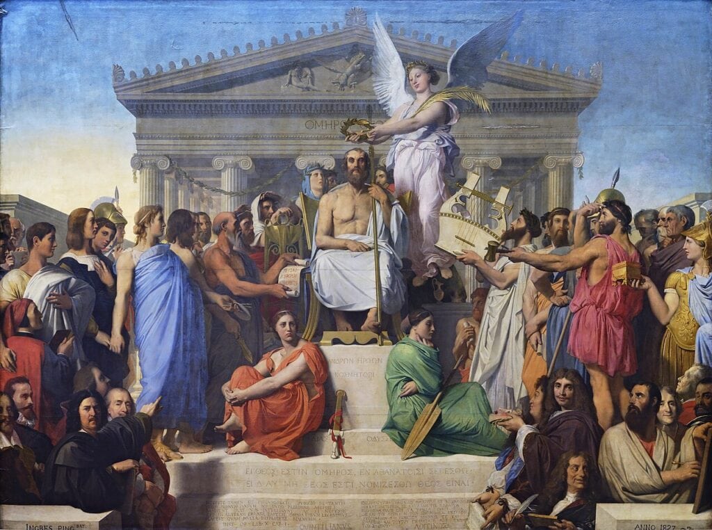 De apotheose van Homerus door Jean-Auguste Ingres uit 1826