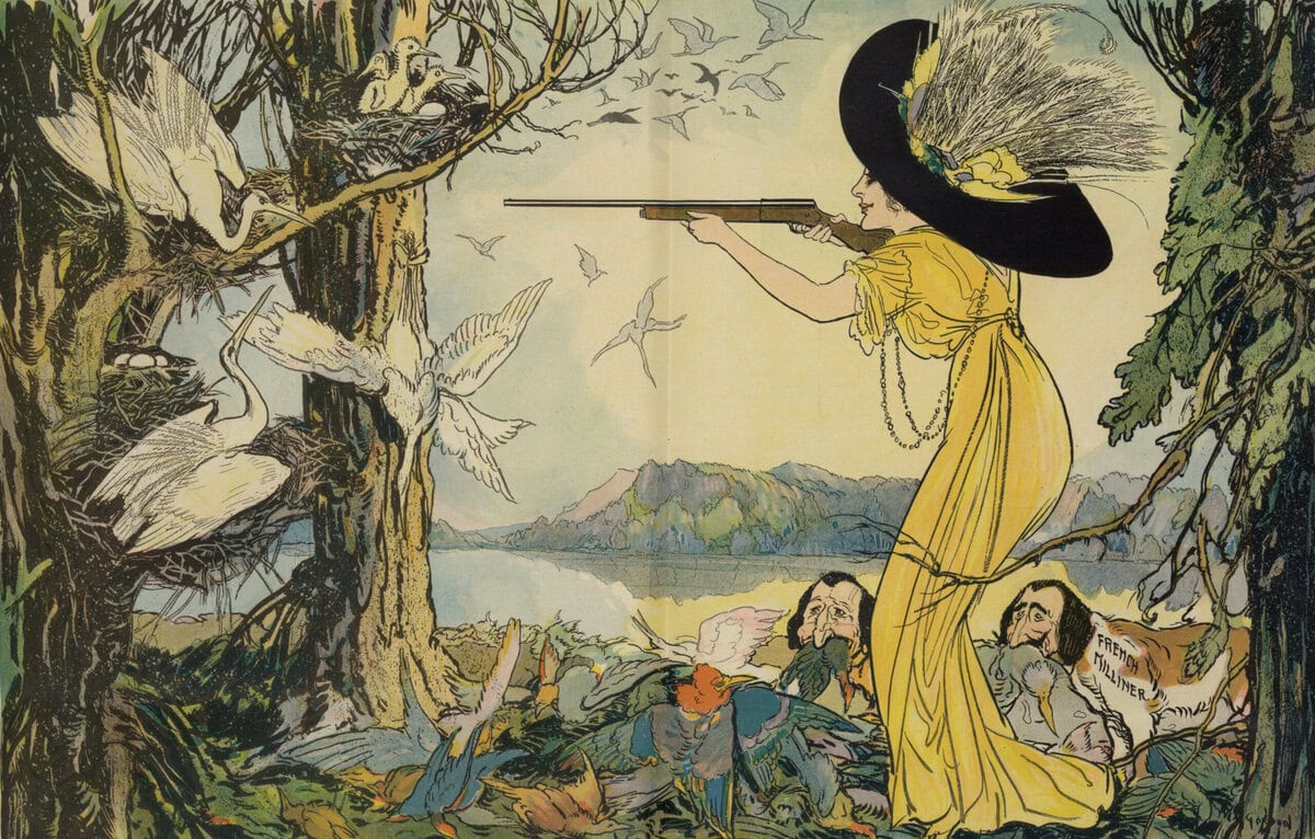 Vrouw schiet een paradijsvogel